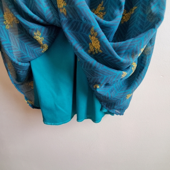 Mossimo Pine Green with yellow floral pattern spaghetti strap Dress, Medium - Picture 6 of 8